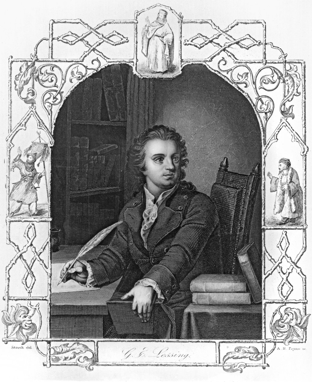Gotthold Ephraim Lessing (1729-1781) na vaneina e Albert Henry Payne (1812-1902) swed av Storck