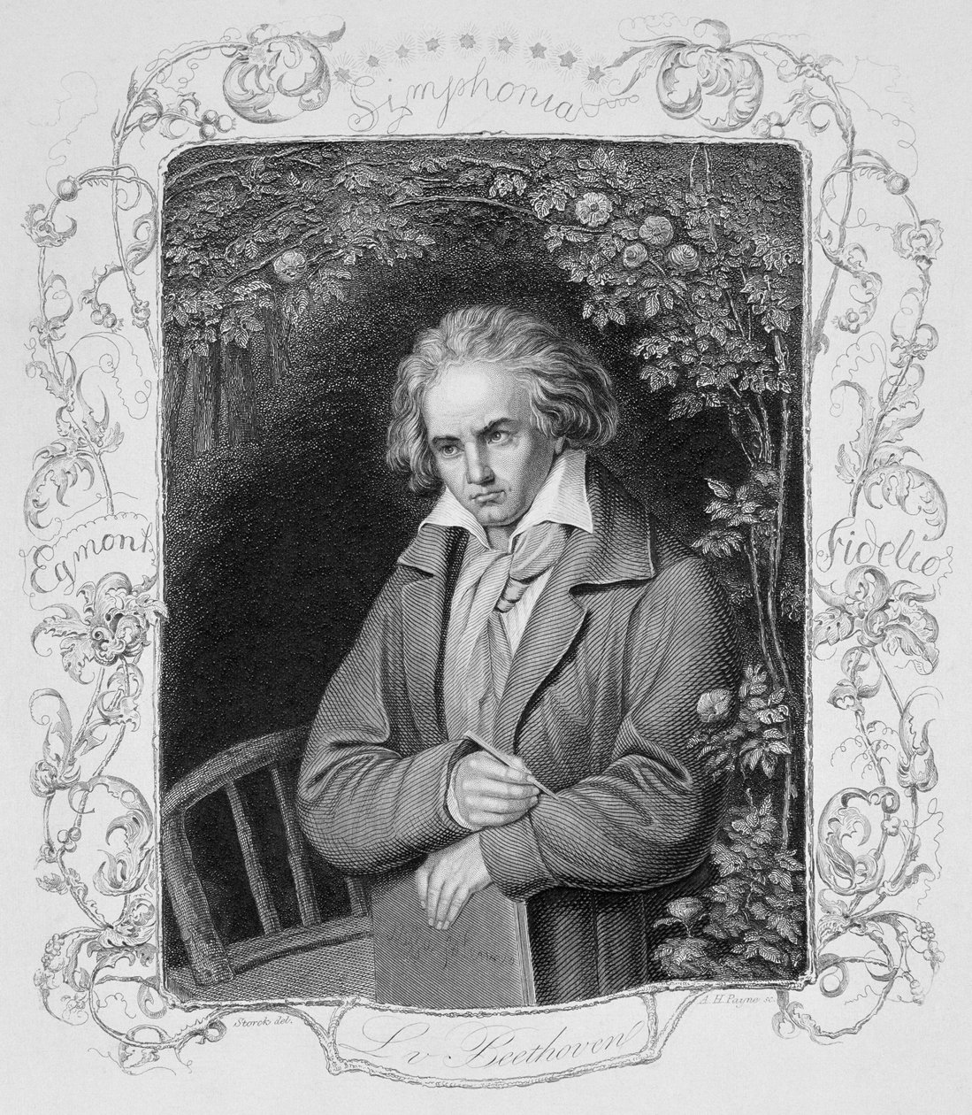 Ludwig van Beethoven (1700-1827) graverad av Albert Henry Payne (1812-1902) av Storck