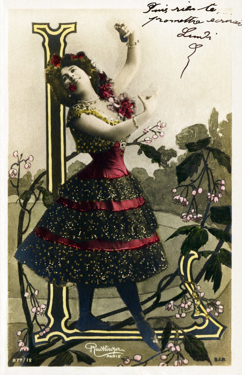 L: Luz Chavita, skådespelerska och dansare från Belle Epoque - Opéra Comique , Paris - Alfabetet i vykort av Studio Reutlinger