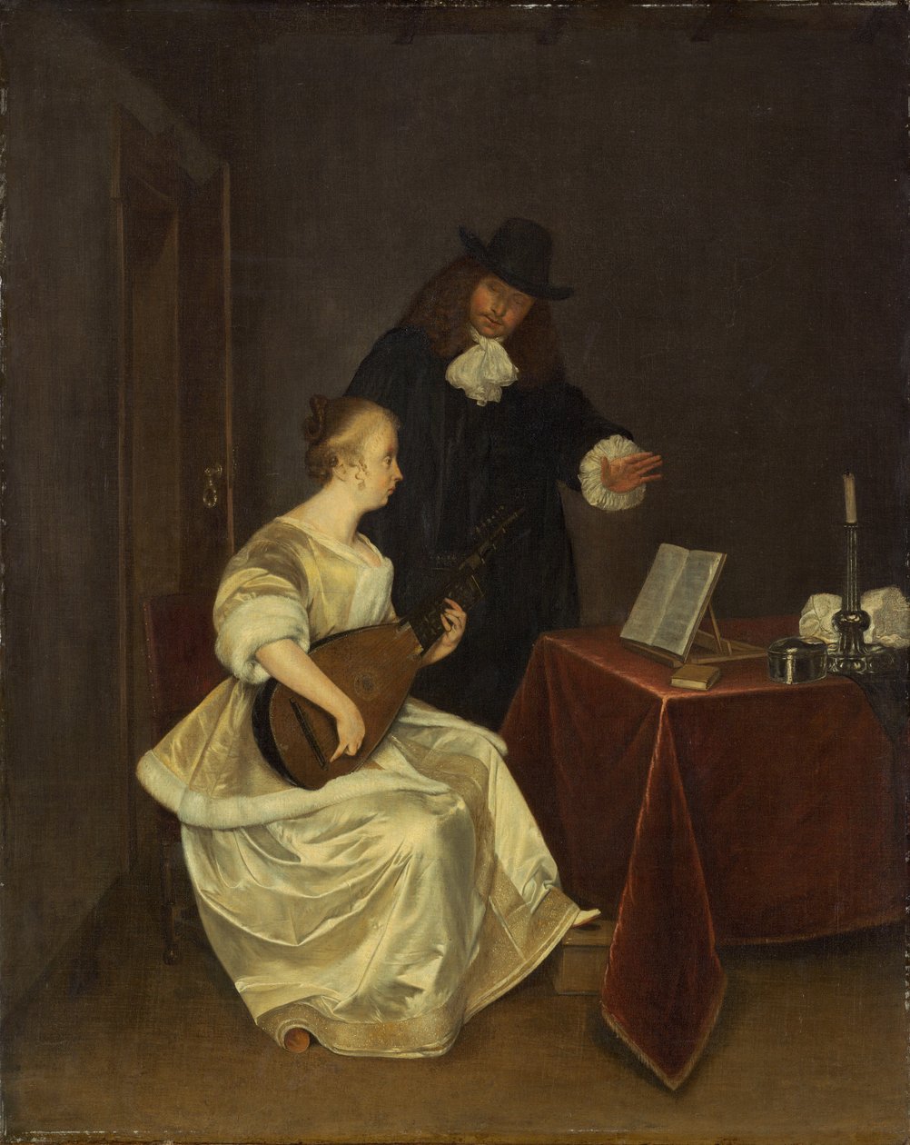 Musiklektionen av Studio of Gerard ter Borch the Younger