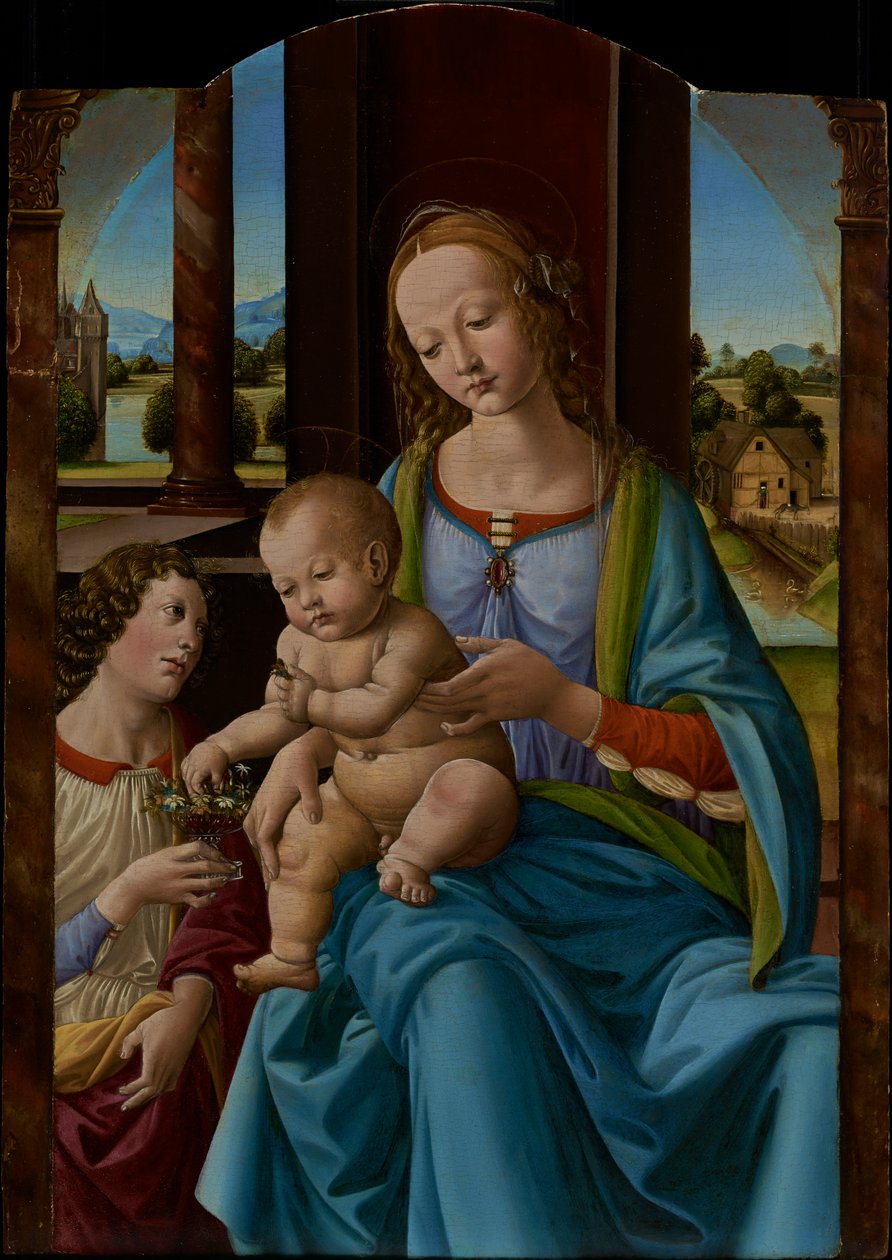 Madonna och barn av Studio of Lorenzo di Credi