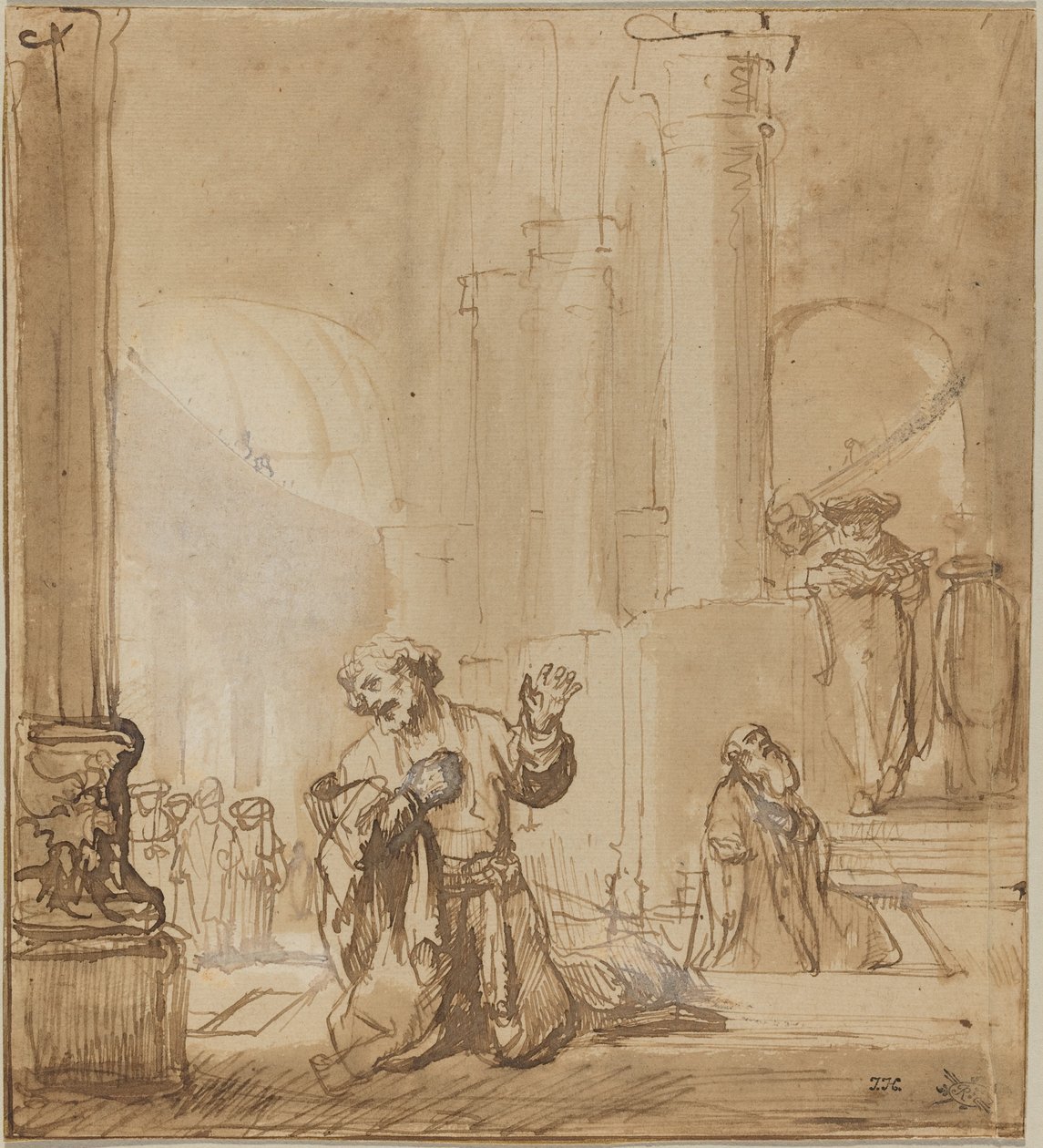 Liknelsen om publikanen och fariséen av Studio of Rembrandt van Rijn