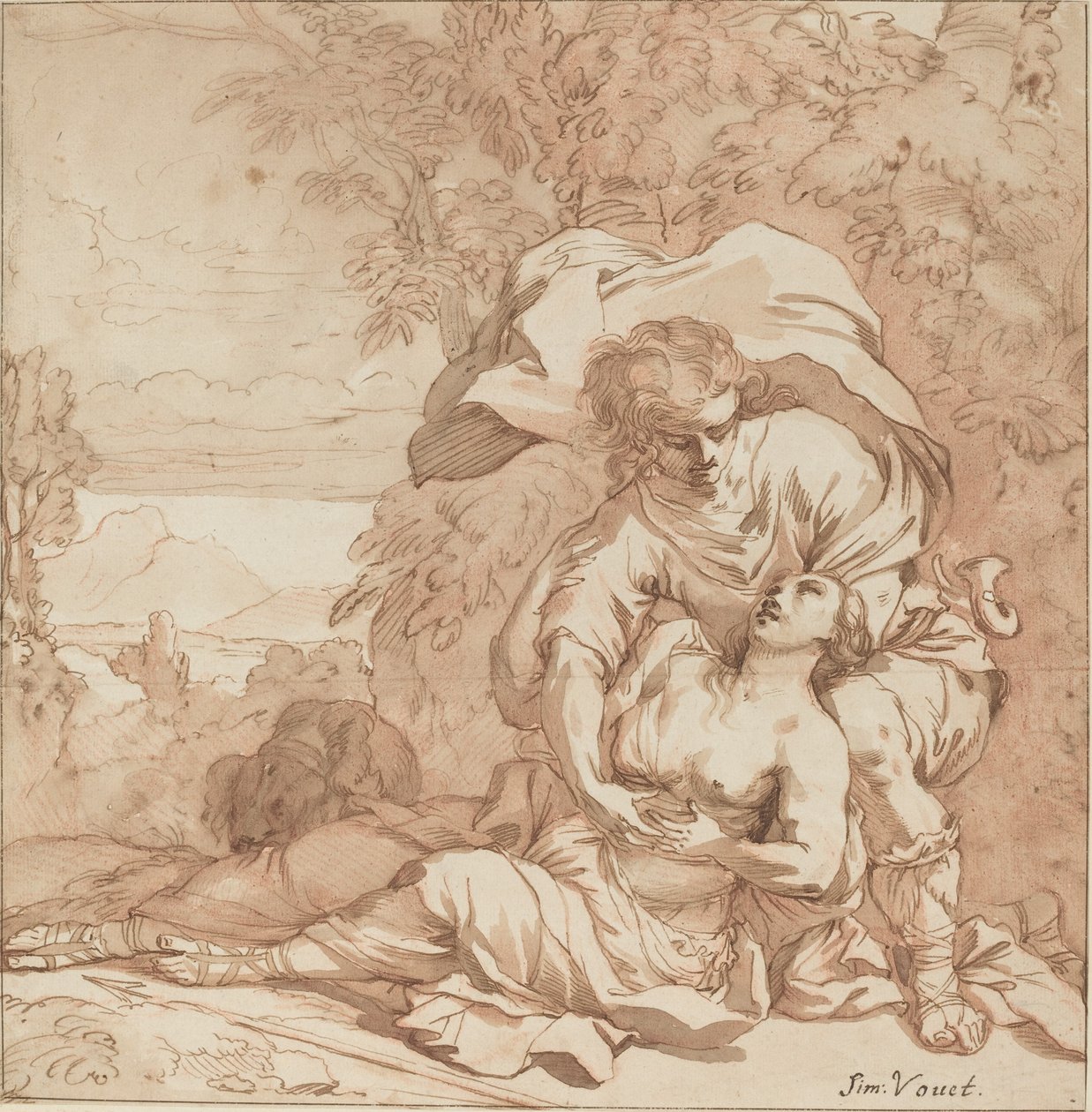 Procris och Cephalus (?) av Studio of Simon Vouet
