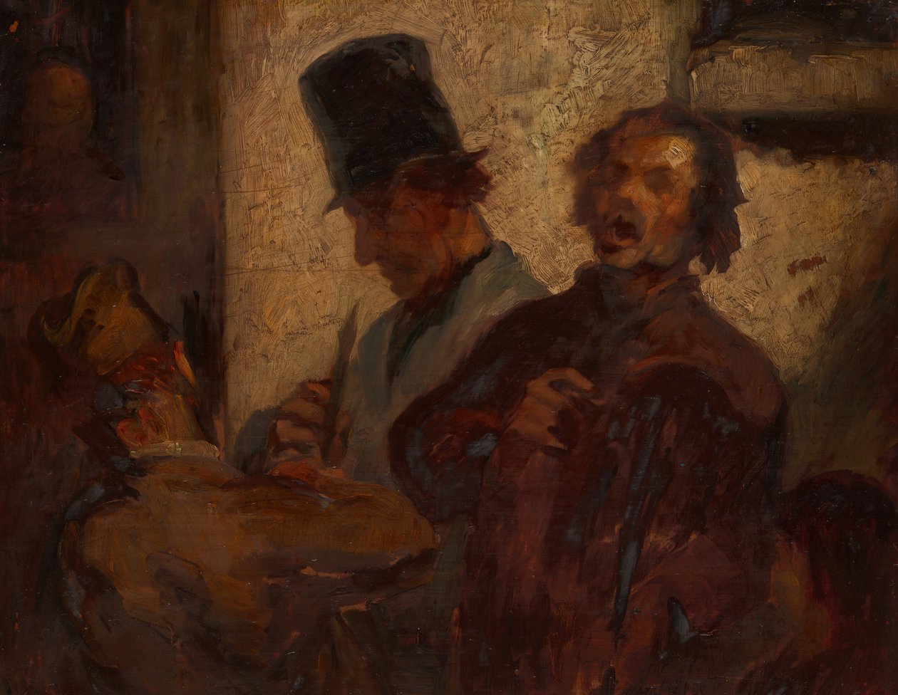 Gatumusikanter, ca. 1855. av Style of Honoré Victorin Daumier.
