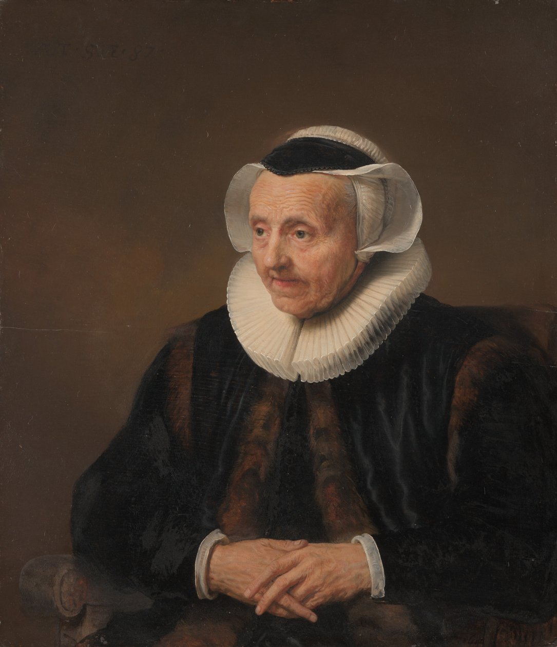 Porträtt av en gammal kvinna. av Style of Jacob Backer