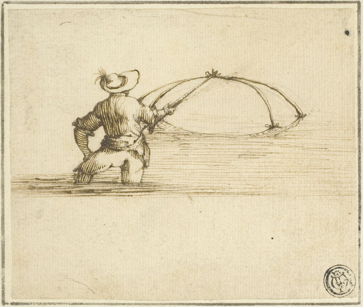 Fiskare med nät av Style of Jacques Callot