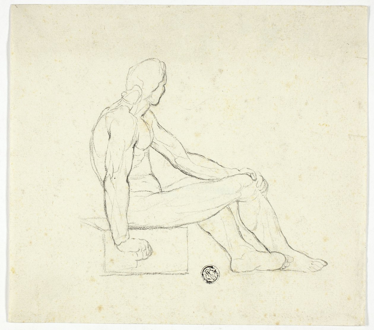 Sittande manlig nakenbild av Style of Jacques Louis David