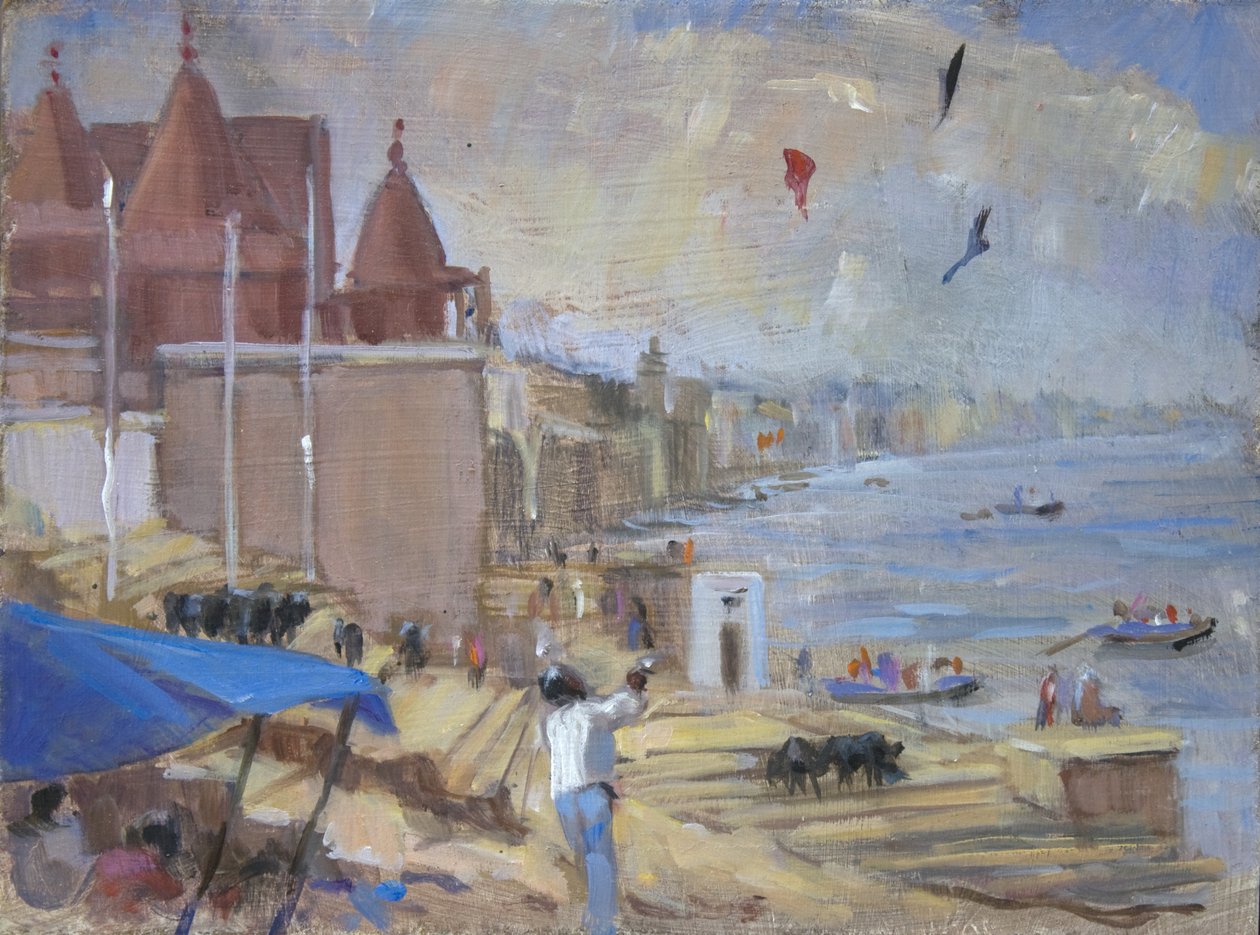 Drakflygning i Varanasi, 2012, av Sue Wales