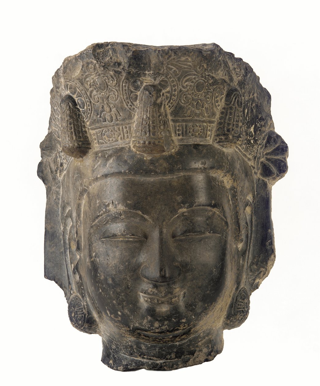 Chef för en bodhisattva, 581-618 (mörkgrå kalksten) av Sui Dynasty Chinese School