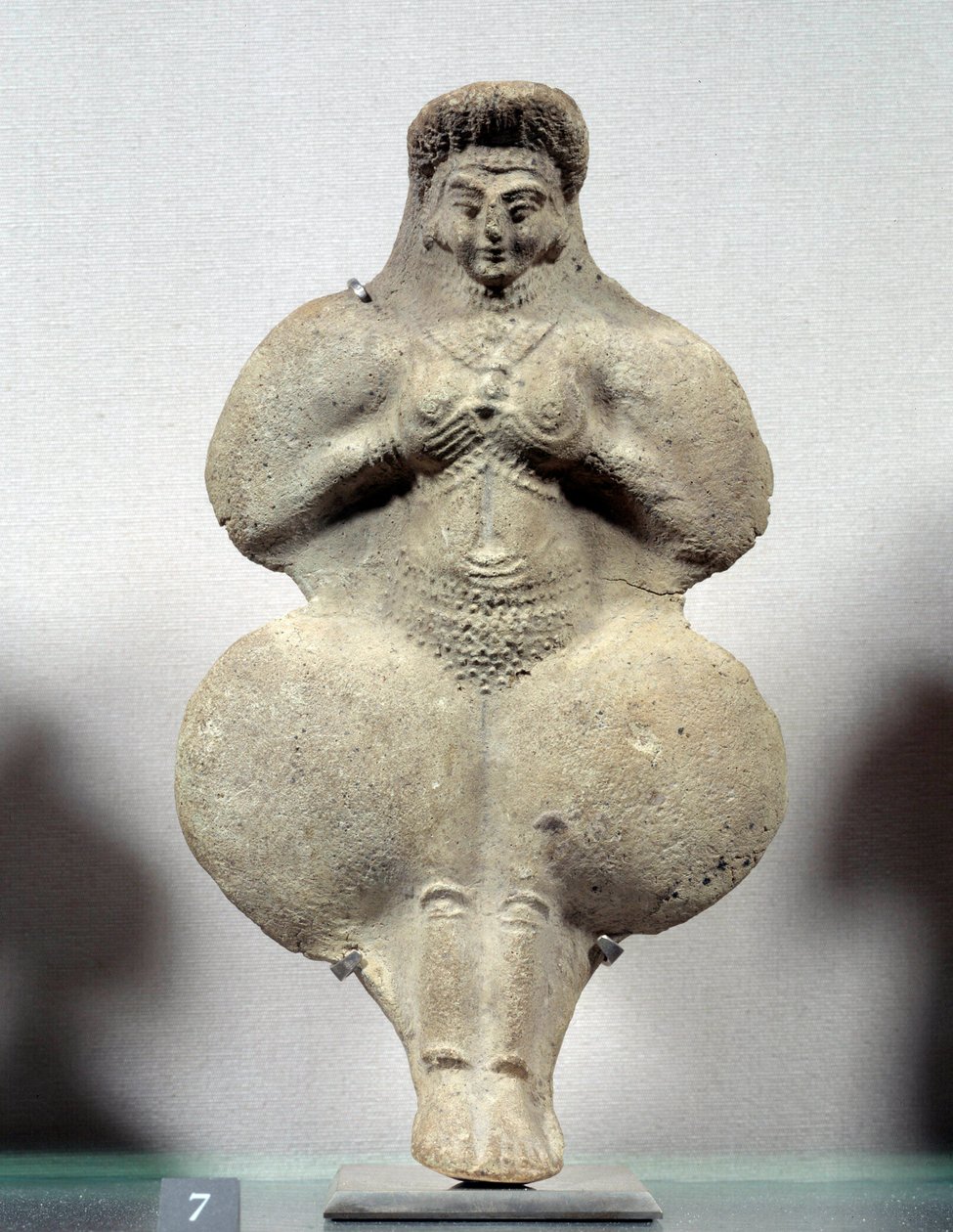 Orientalisk konst: terrakottastatyett av kvinna som håller hennes bröst, trolig representation av Ishtar, fruktbarhetsgudinnan. Från Susa. Iran. Elamitperiod. 1300-1100-talet f.Kr. Sön 0,16 m. Louvren av Sumerian Sumerian
