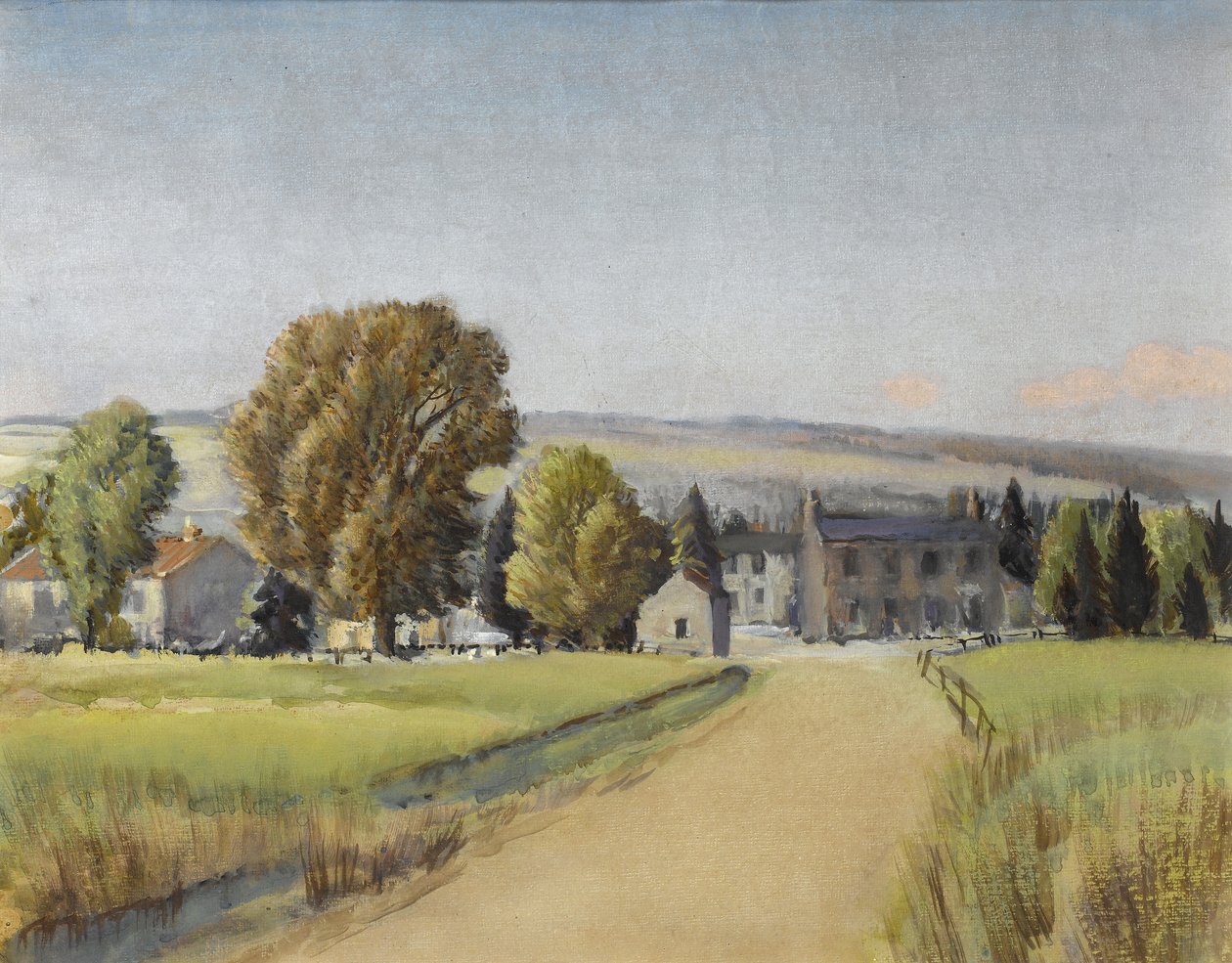 Vägen till byn, ca 1900 (gouache på papper) av Sunderland Rollinson