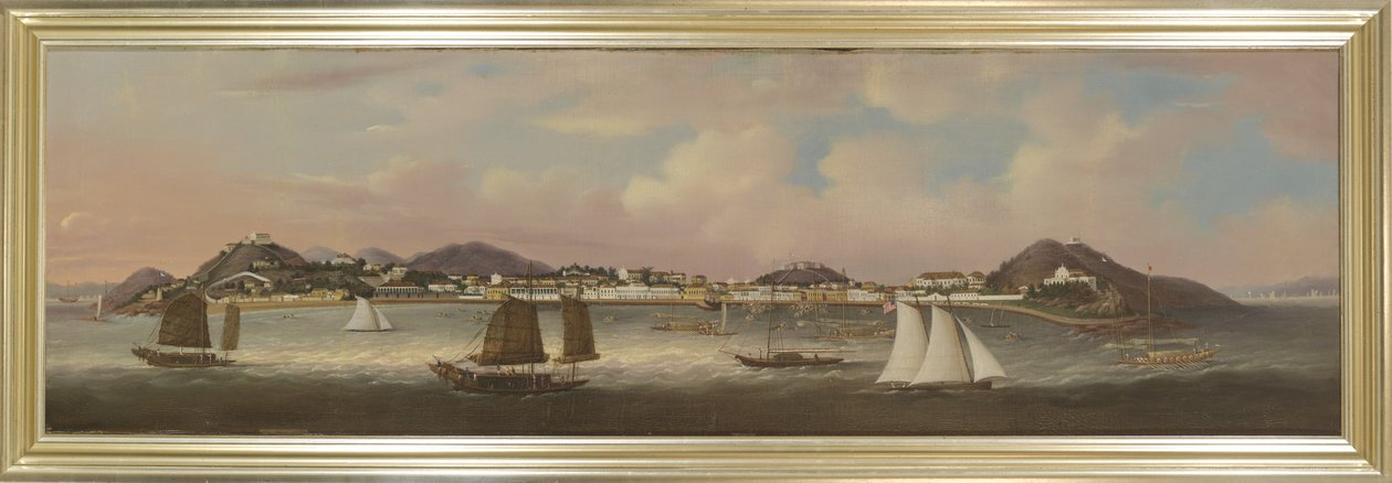 Vy över Praya Grande, Macao, ca 1850 (olja på duk) av Sunqua Sunqua