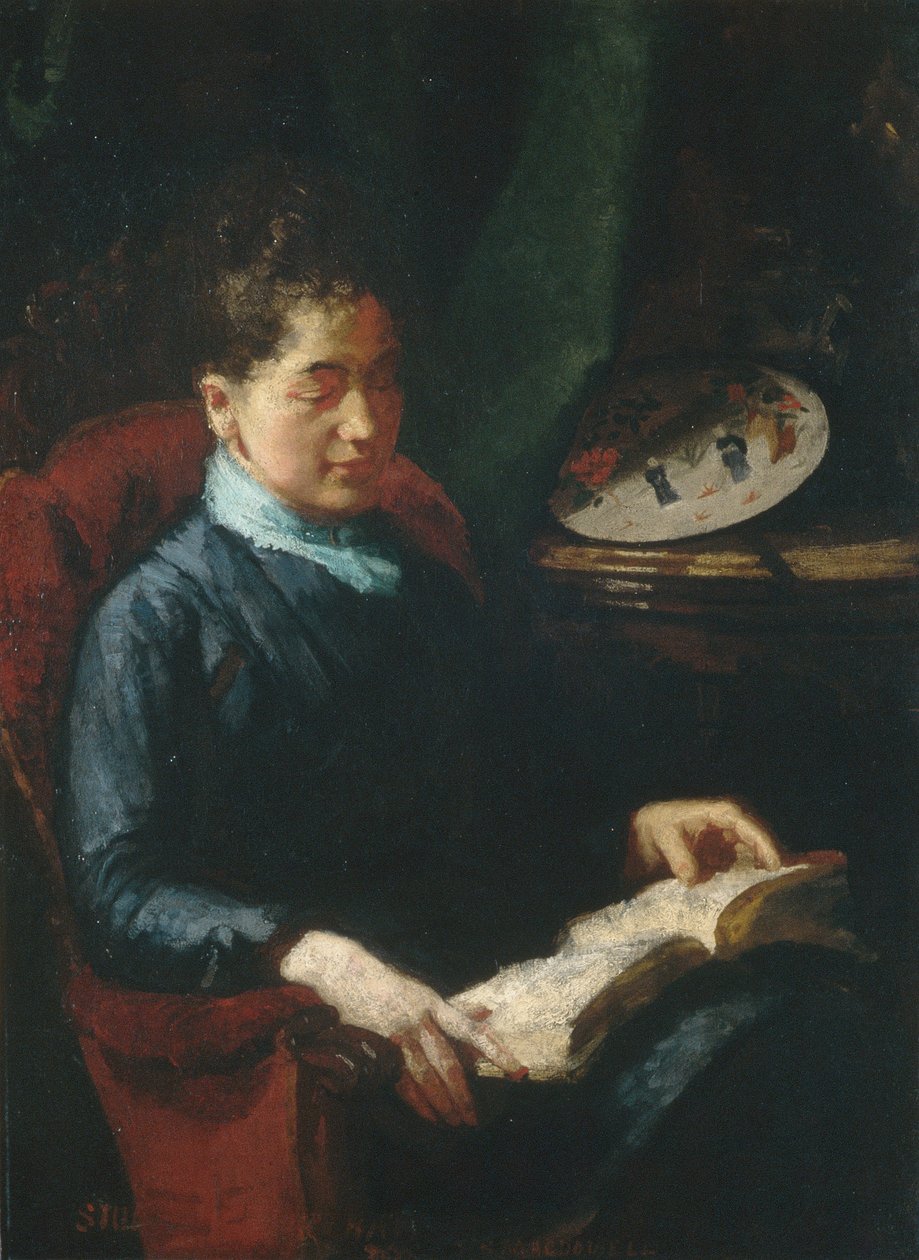 Kvinna som läser, 1879-84 av Susan Macdowell Eakins