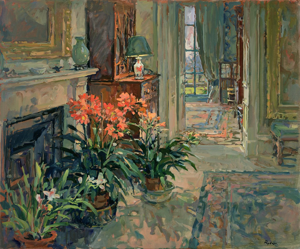 Clivia och orkidé av Susan Ryder