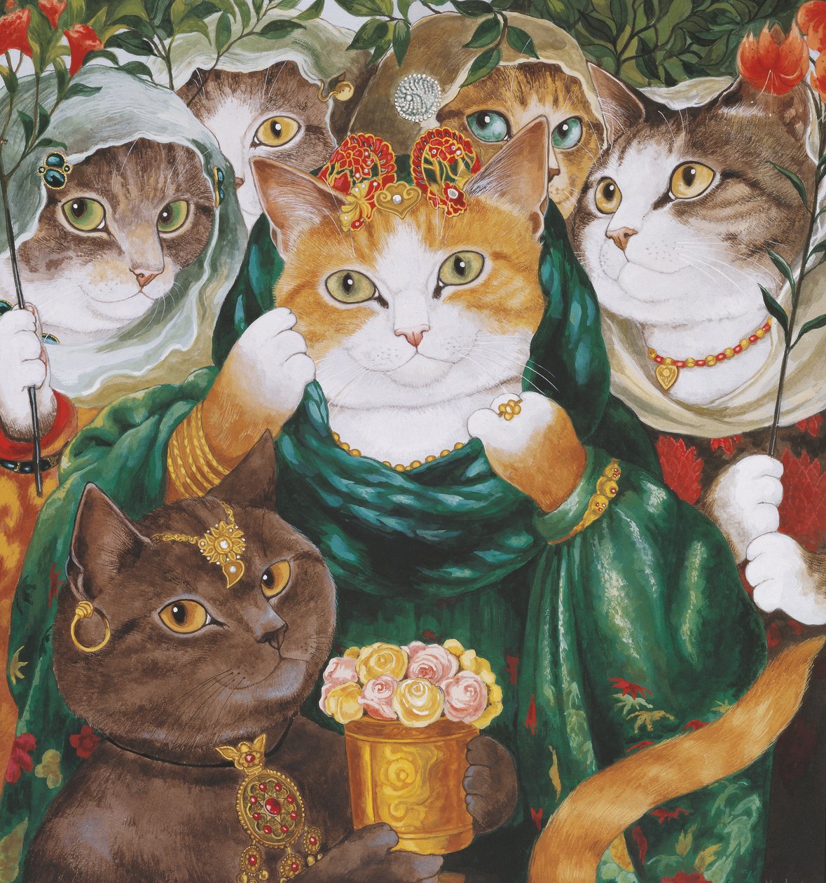 Illustration från Cats Galore! Ett kompendium över kultiverade katter (pub. 2015) av Susan Herbert