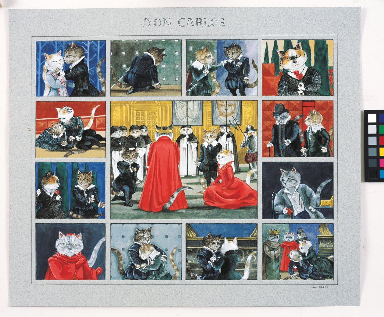 Illustration från Cats Galore! Ett kompendium över kultiverade katter (pub. 2015) av Susan Herbert