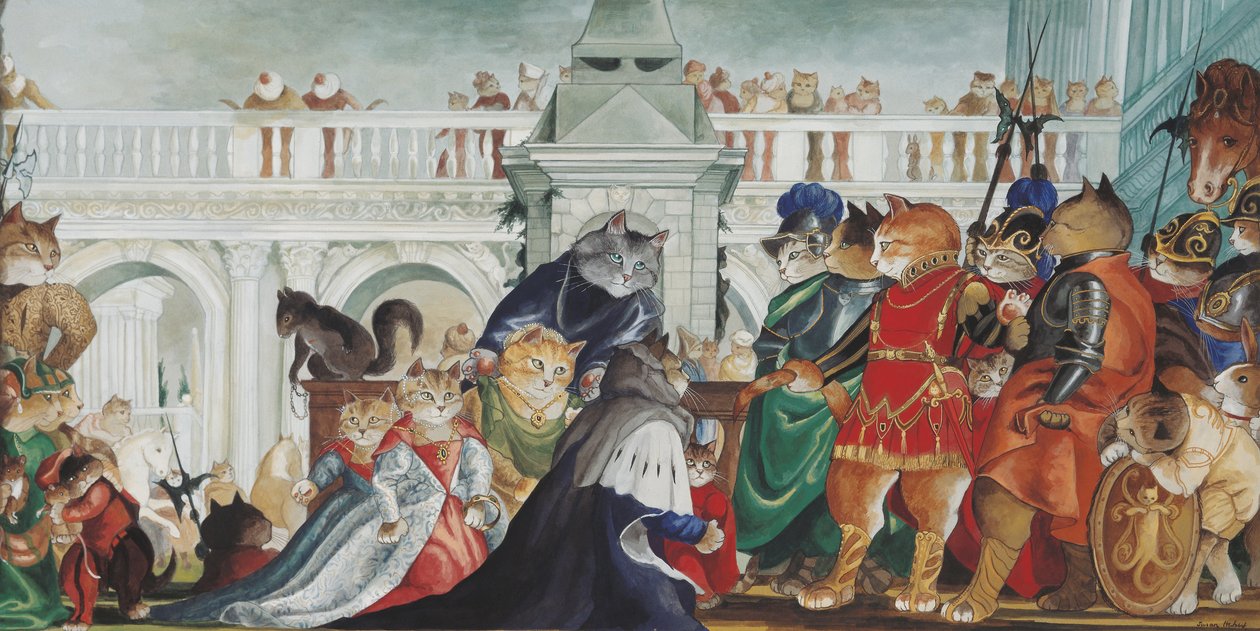 Illustration från Cats Galore! Ett kompendium över kultiverade katter (pub. 2015) av Susan Herbert