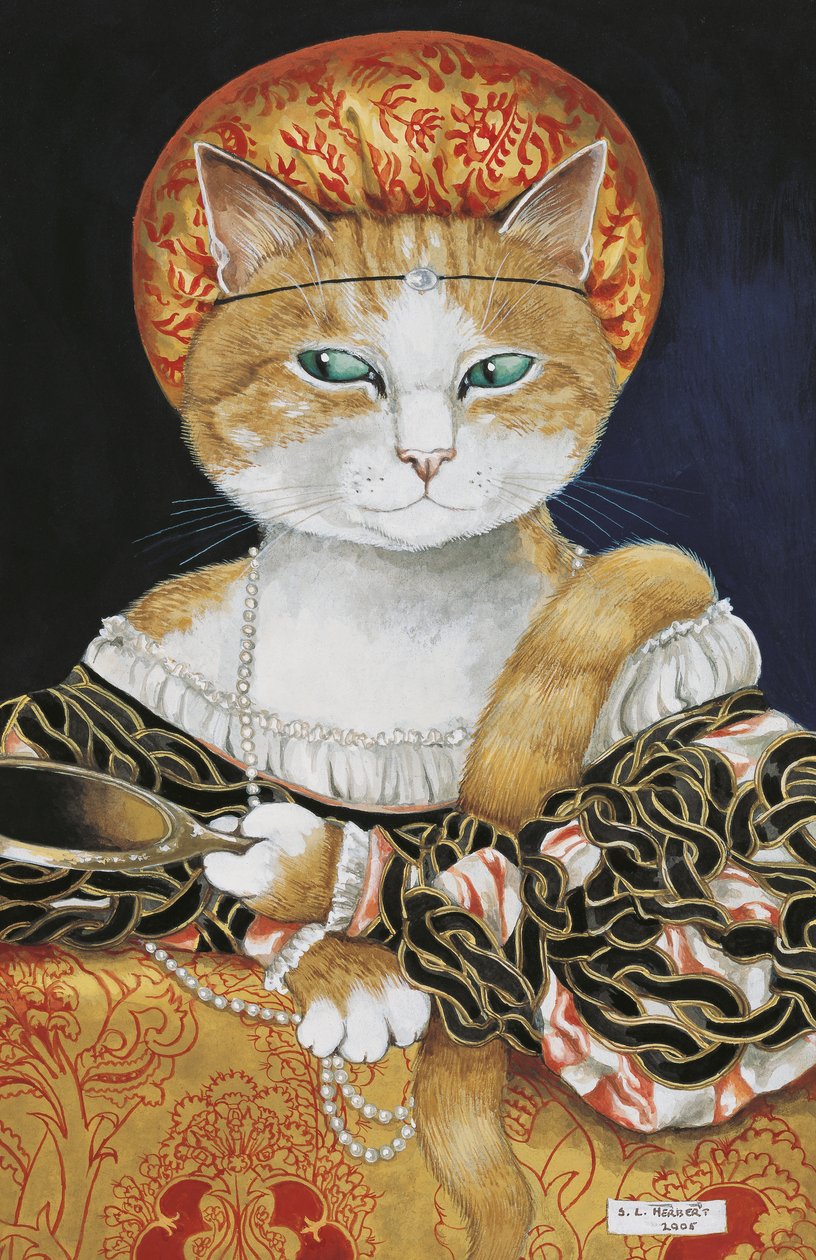 Illustration från Cats Galore! Ett kompendium över kultiverade katter (pub. 2015) av Susan Herbert