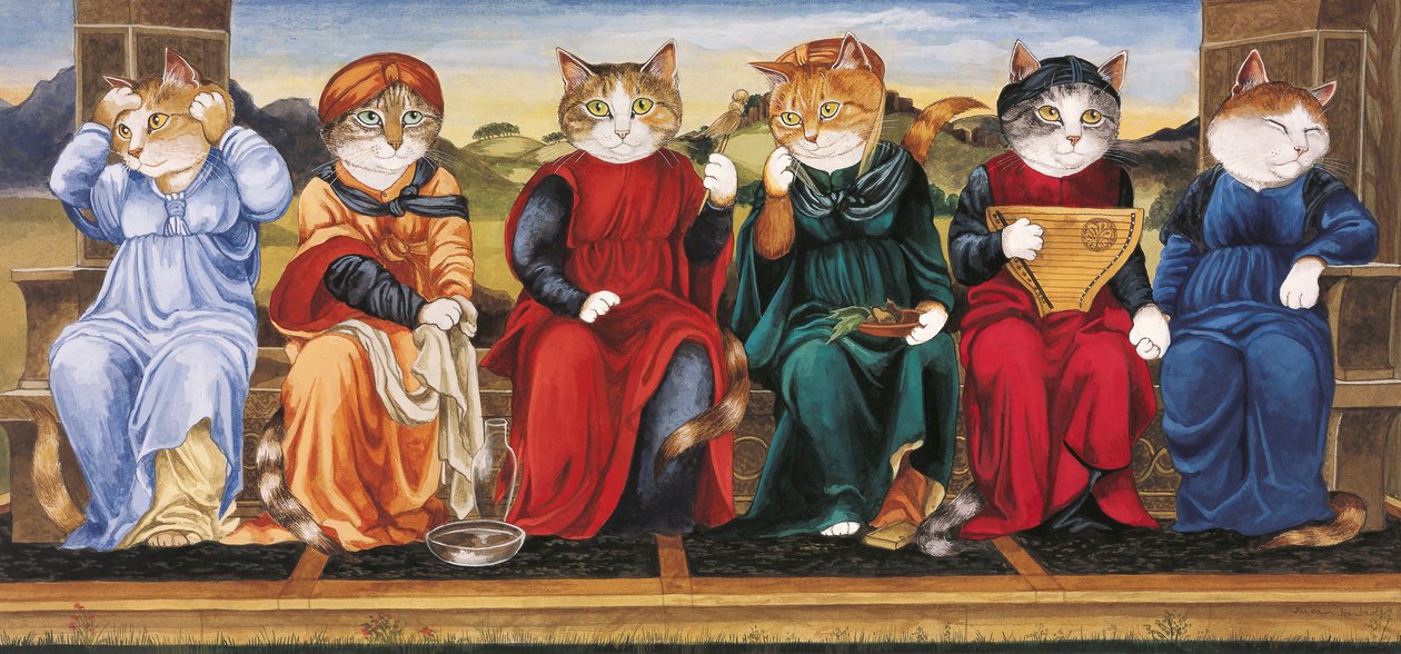 Illustration från Cats Galore! Ett kompendium över kultiverade katter (pub. 2015) av Susan Herbert