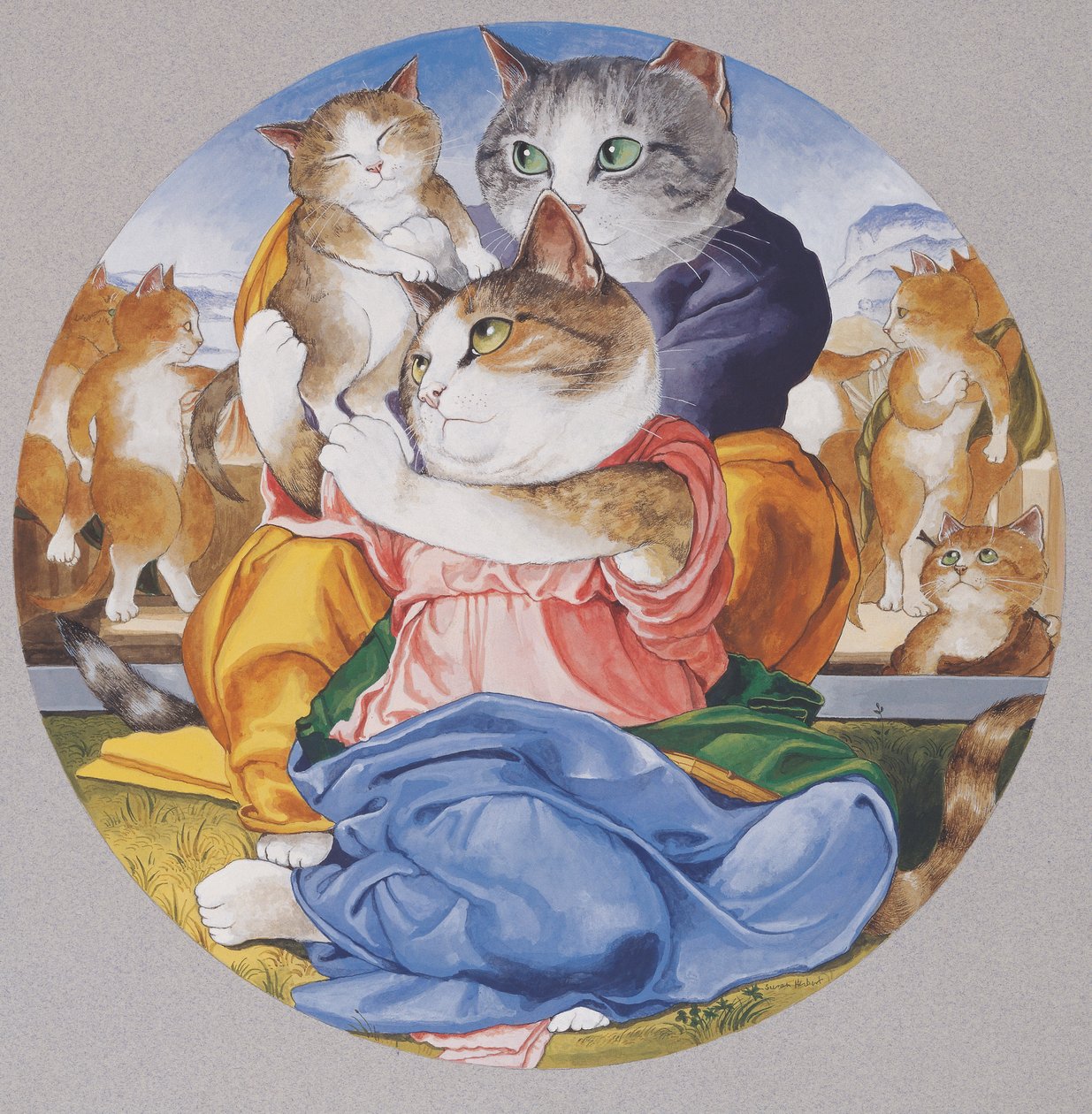 Illustration från Cats Galore! Ett kompendium över kultiverade katter (pub. 2015) av Susan Herbert