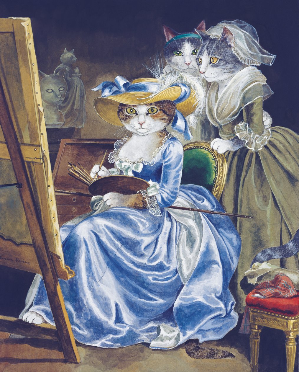 Illustration från Cats Galore! Ett kompendium över kultiverade katter (pub. 2015) av Susan Herbert