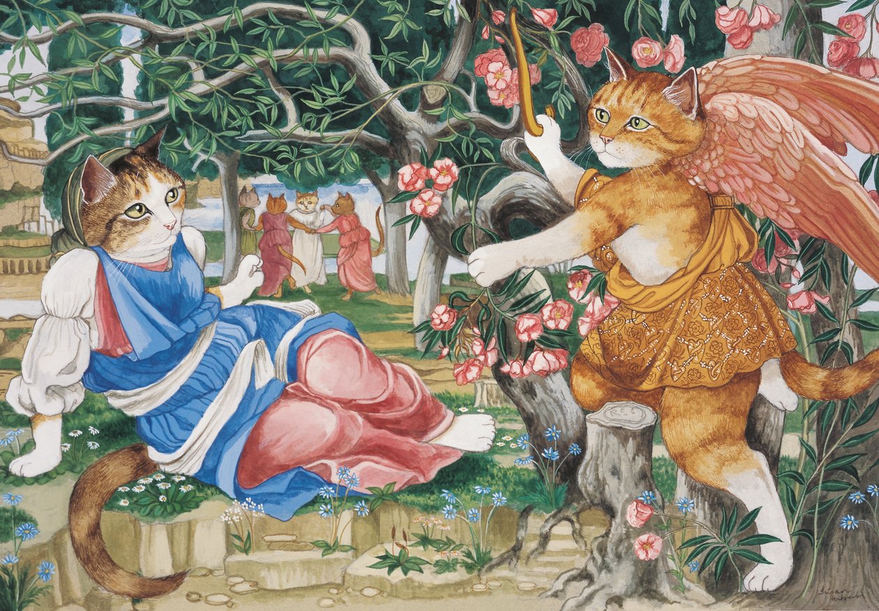 Illustration från Cats Galore! Ett kompendium över kultiverade katter (pub. 2015) av Susan Herbert