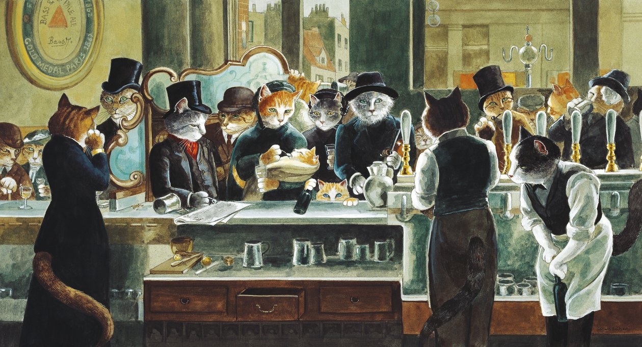 Illustration från Cats Galore! Ett kompendium över kultiverade katter (pub. 2015) av Susan Herbert