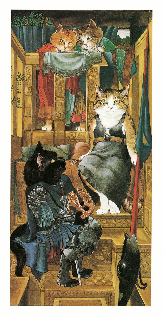 Illustration från Pre-Raphaelite Cats (publicerad 1999) av Susan Herbert