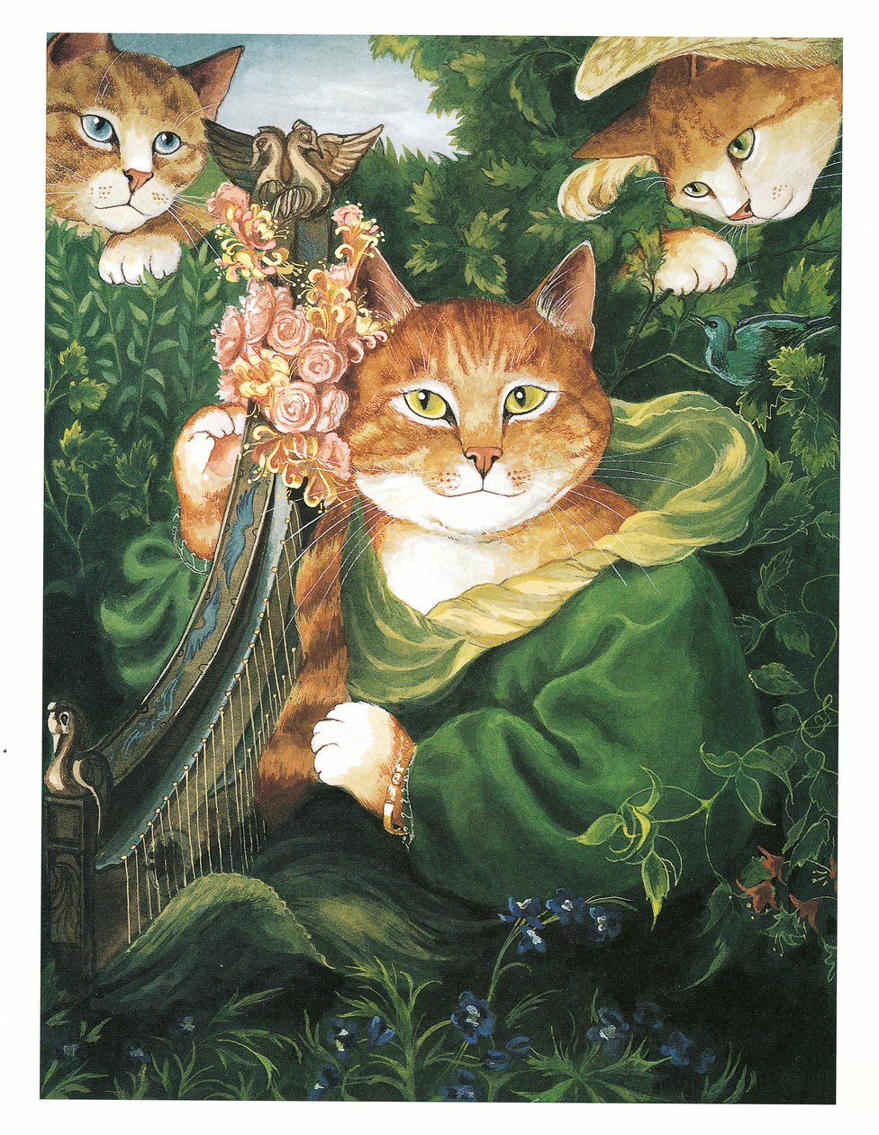 Illustration från Pre-Raphaelite Cats (publicerad 1999) av Susan Herbert