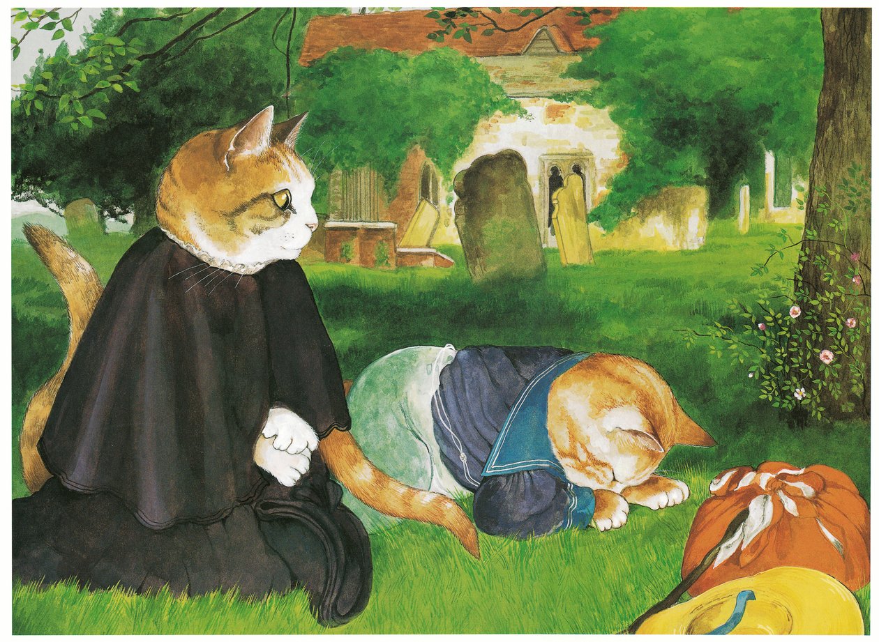 Illustration från Pre-Raphaelite Cats (publicerad 1999) av Susan Herbert