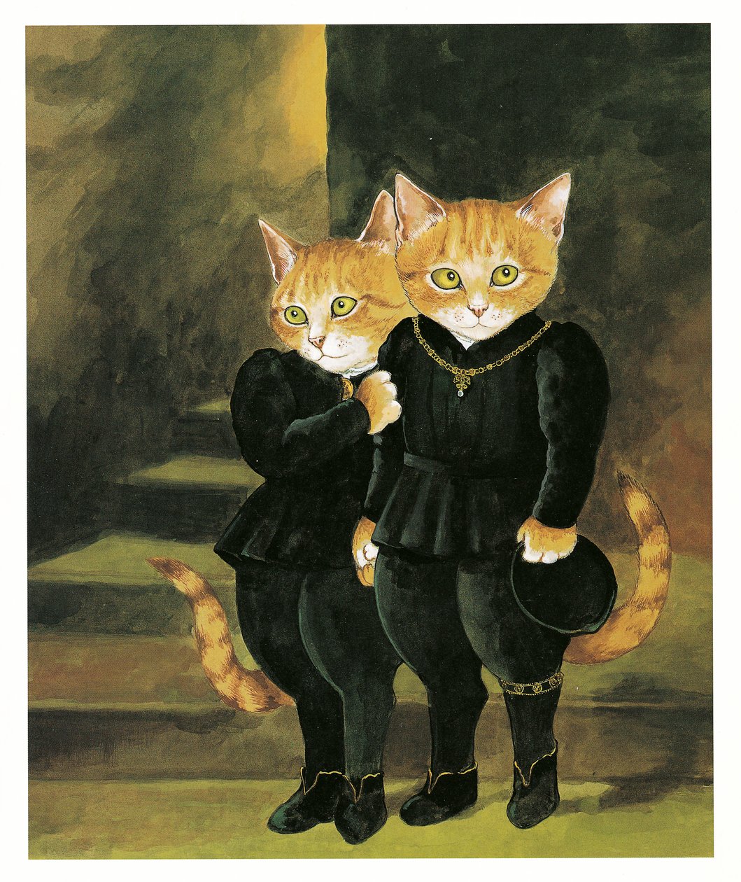 Illustration från Pre-Raphaelite Cats (publicerad 1999) av Susan Herbert