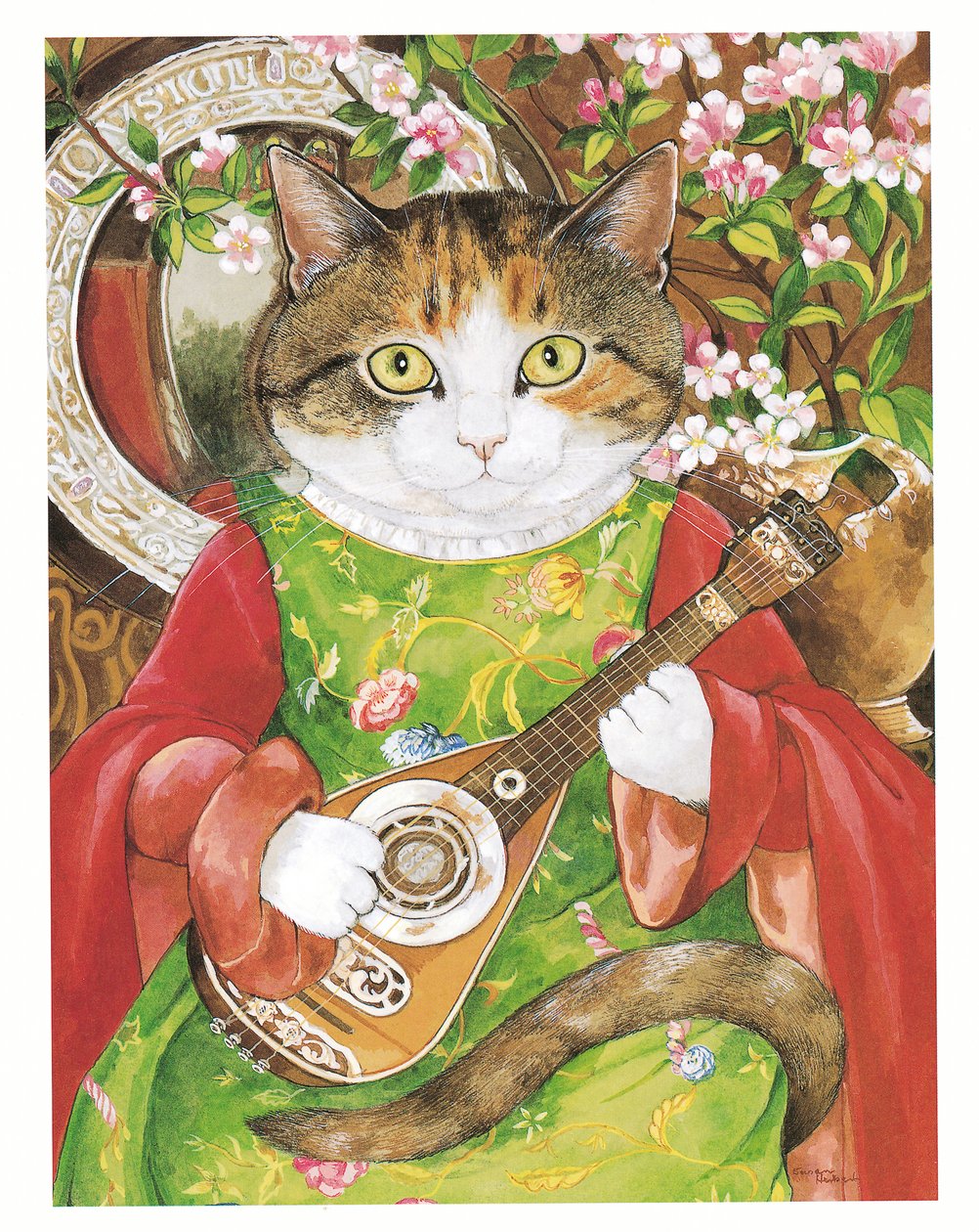Illustration från Pre-Raphaelite Cats (publicerad 1999) av Susan Herbert