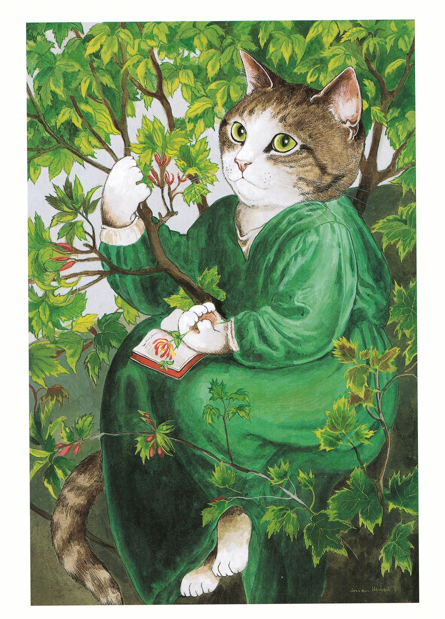 Illustration från Pre-Raphaelite Cats (publicerad 1999) av Susan Herbert