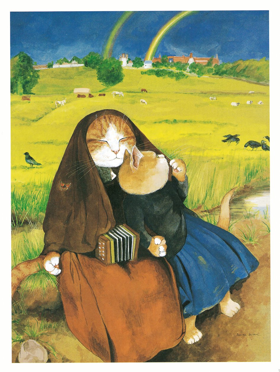 Illustration från Pre-Raphaelite Cats (publicerad 1999) av Susan Herbert