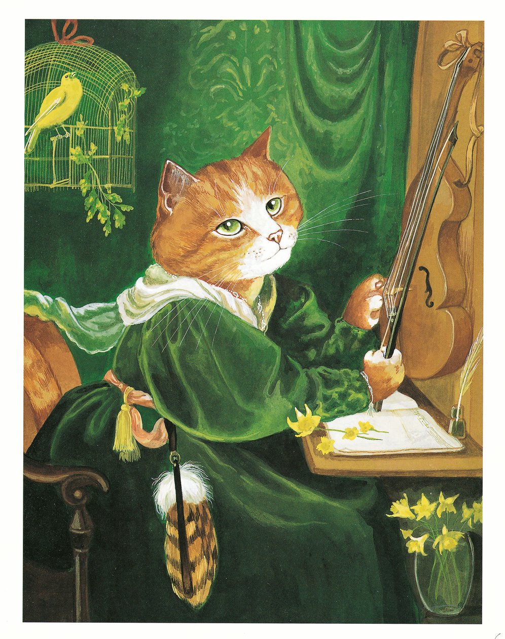 Illustration från Pre-Raphaelite Cats (publicerad 1999) av Susan Herbert