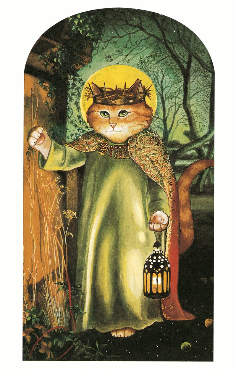 Illustration från Pre-Raphaelite Cats (publicerad 1999) av Susan Herbert