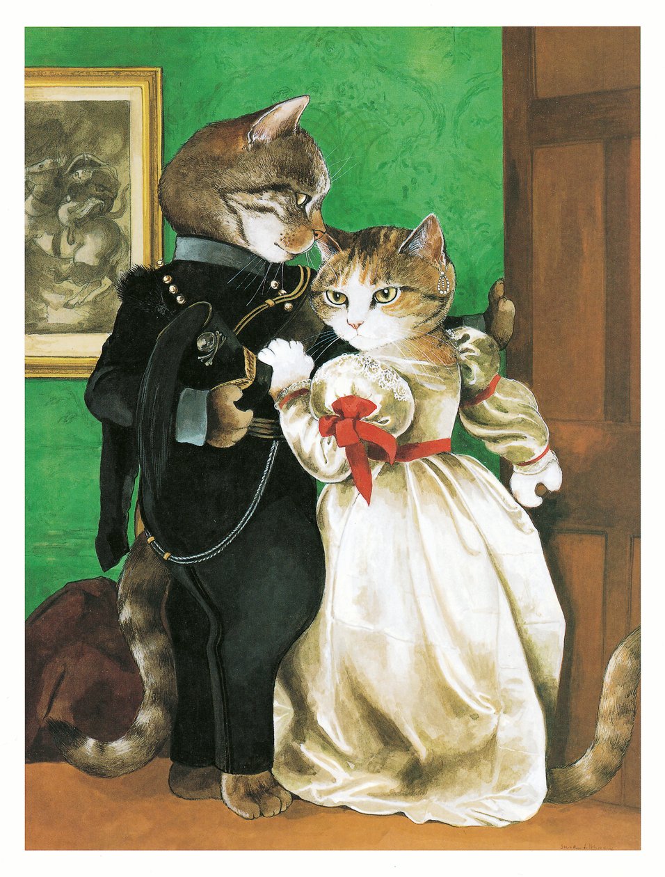 Illustration från Pre-Raphaelite Cats (publicerad 1999) av Susan Herbert