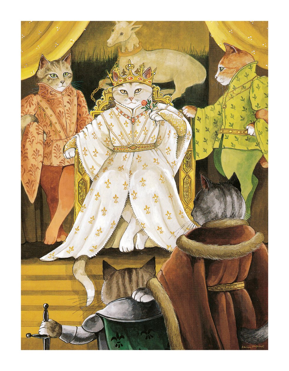 Illustration från Shakespeare Cats: Poster Book (publicerad 2016) av Susan Herbert