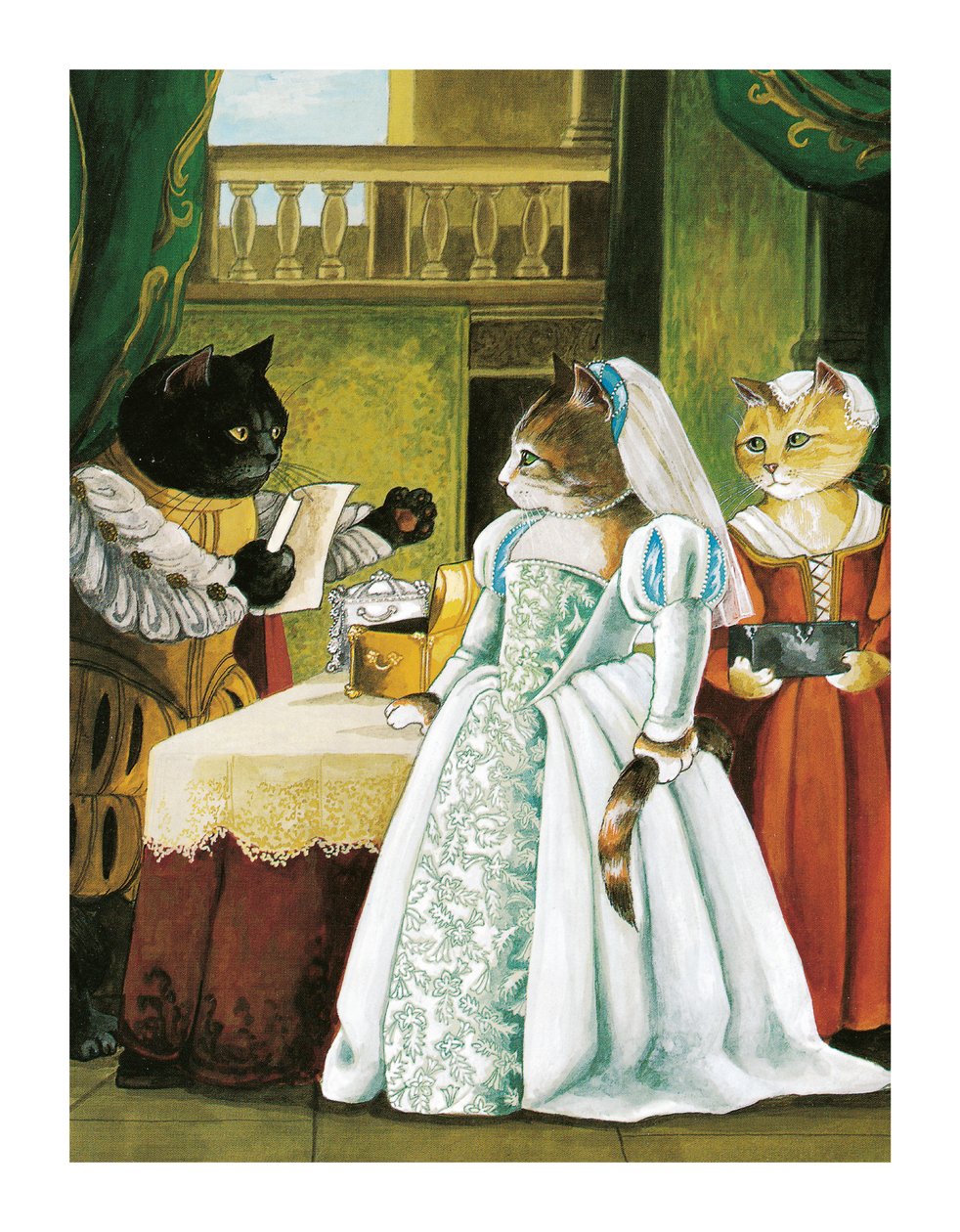 Illustration från Shakespeare Cats: Poster Book (publicerad 2016) av Susan Herbert