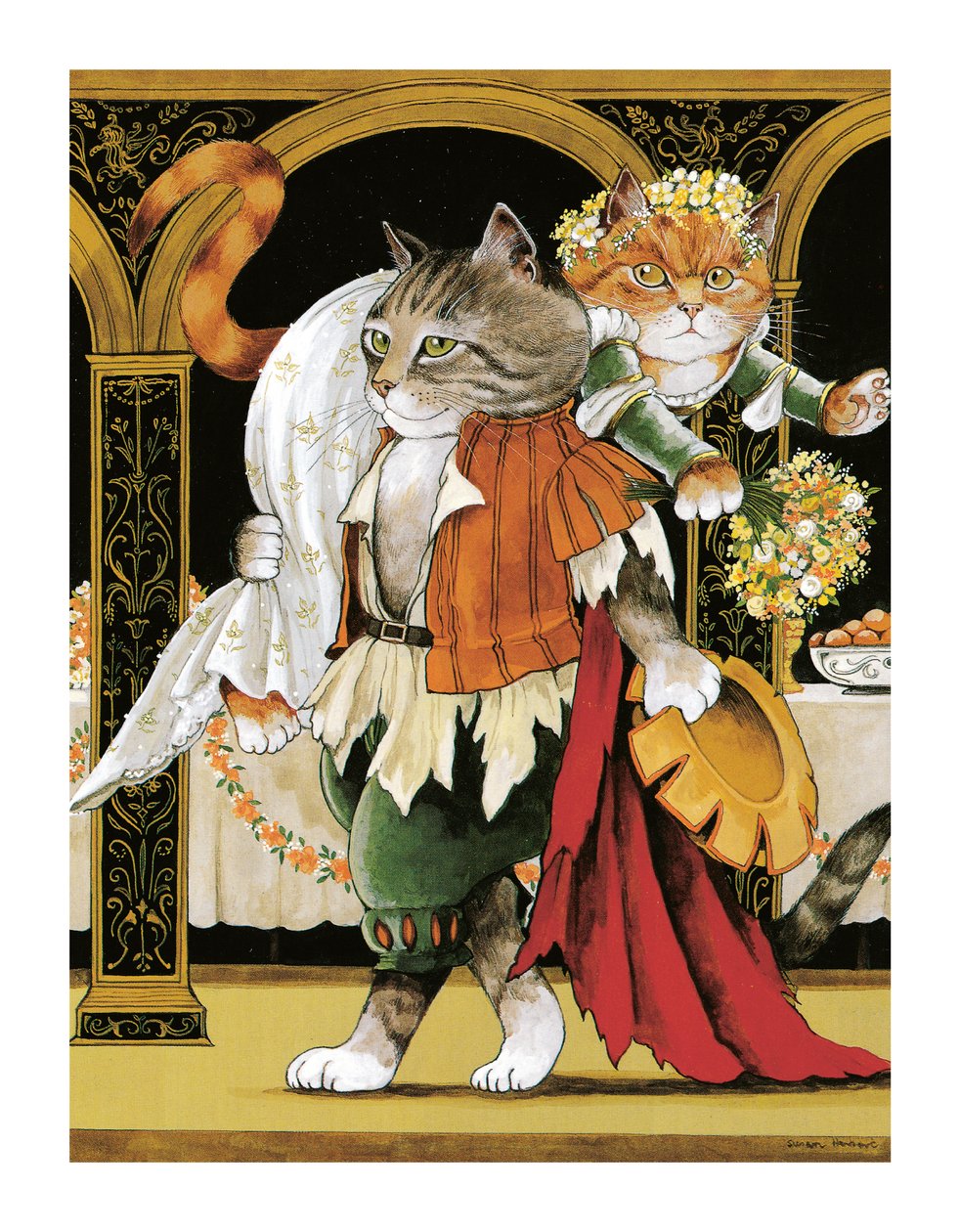 Illustration från Shakespeare Cats: Poster Book (publicerad 2016) av Susan Herbert