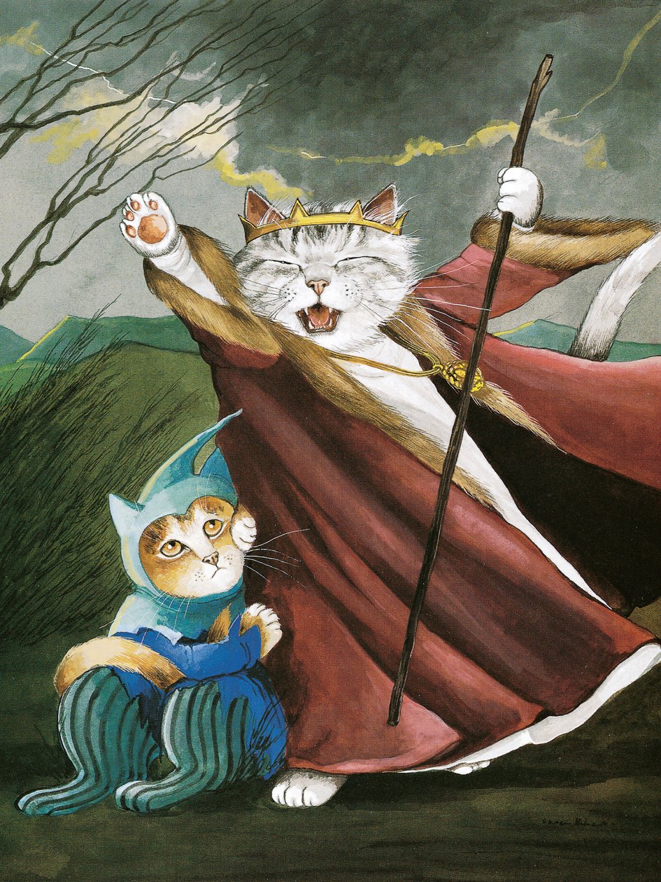 Illustration från Shakespeare Cats: Poster Book (publicerad 2016) av Susan Herbert