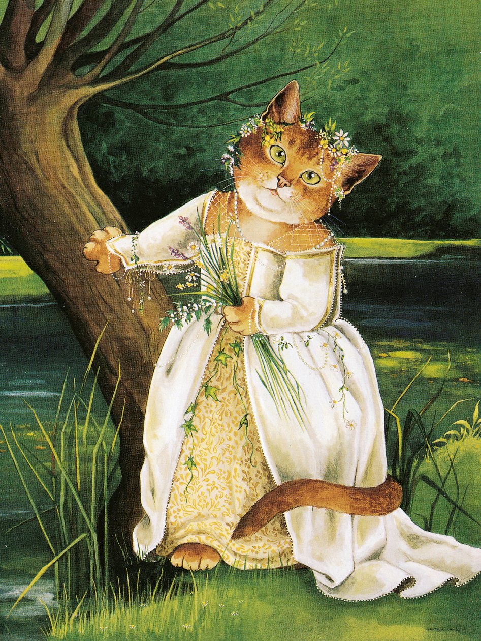 Illustration från Shakespeare Cats: Poster Book (publicerad 2016) av Susan Herbert