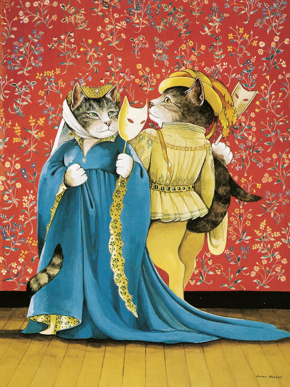 Illustration från Shakespeare Cats: Poster Book (publicerad 2016) av Susan Herbert