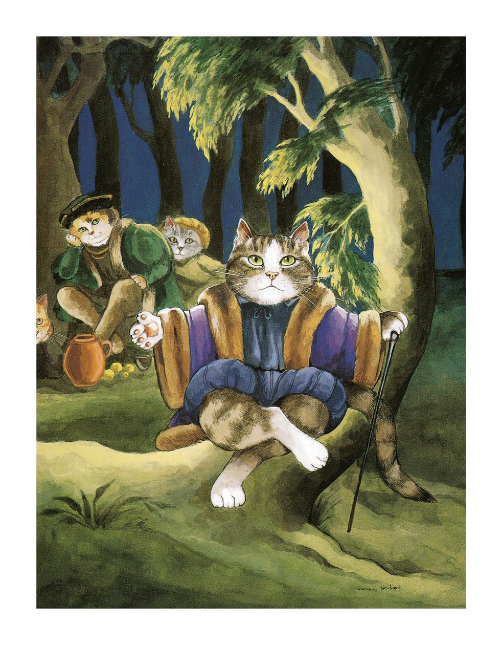 Illustration från Shakespeare Cats: Poster Book (publicerad 2016) av Susan Herbert