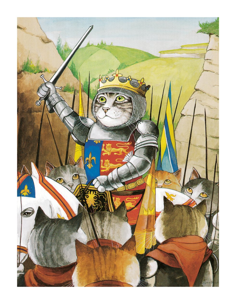 Illustration från Shakespeare Cats: Poster Book (publicerad 2016) av Susan Herbert