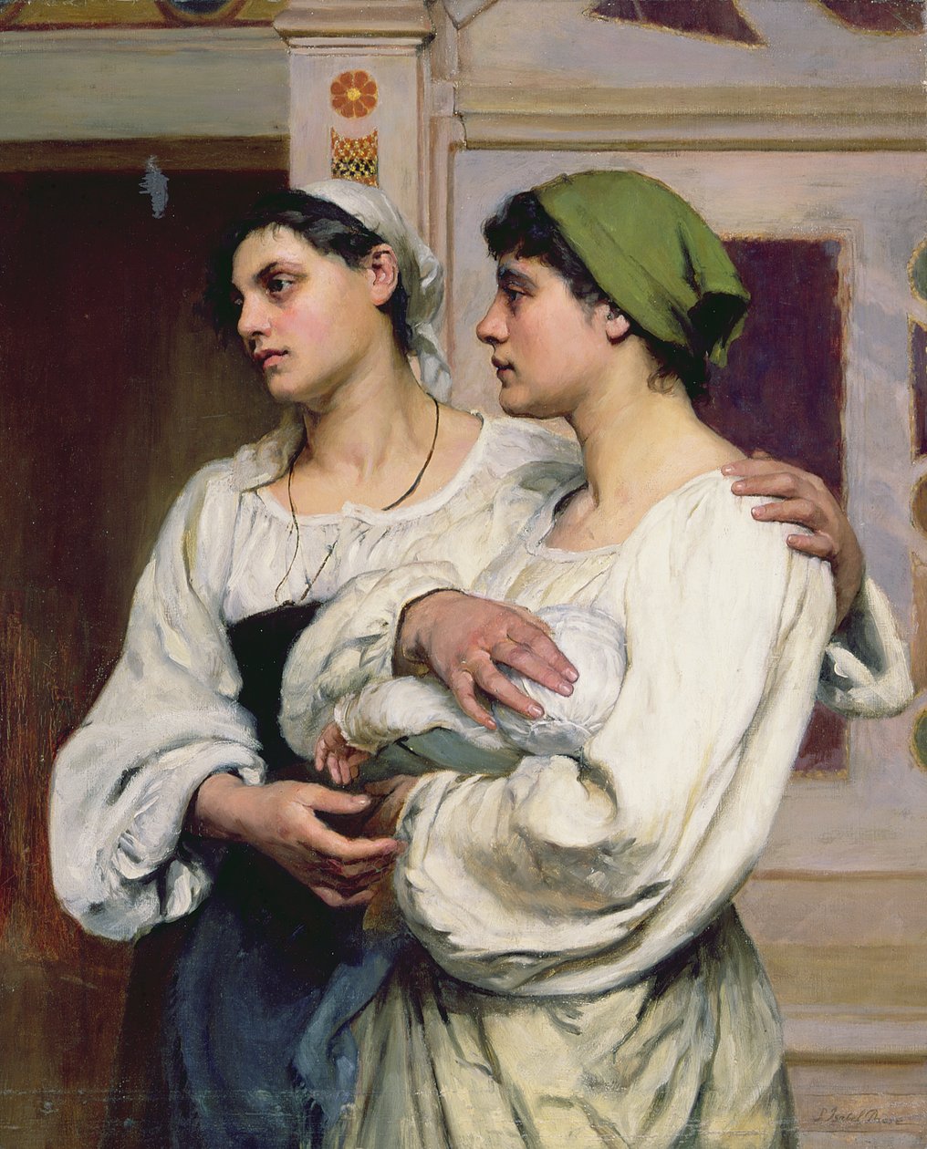 Italienska kvinnor i kyrkan (olja på duk) av Susan Isabel Dacre
