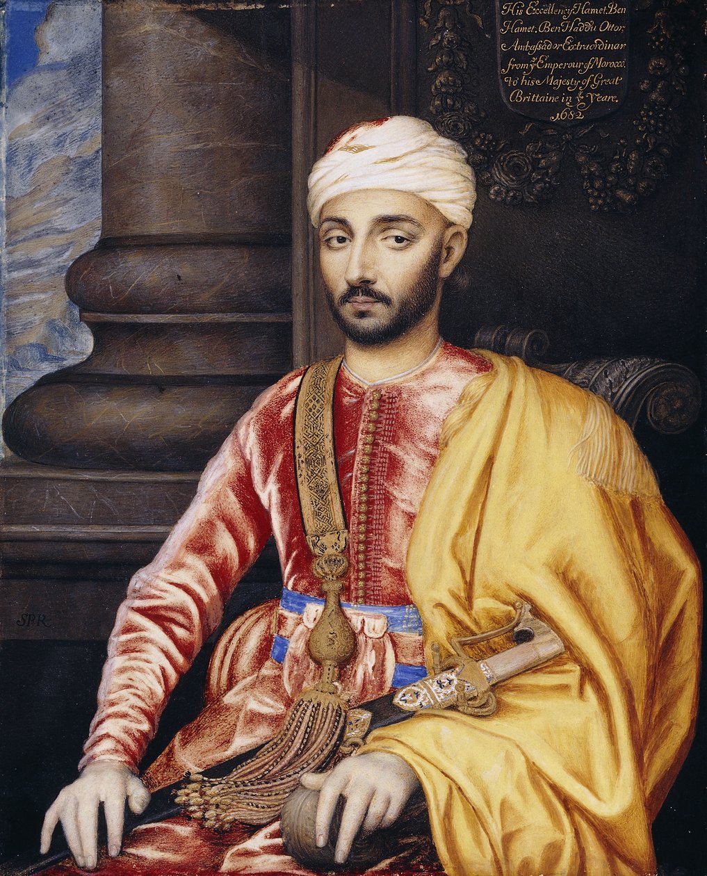 Porträtt av hans excellens Hamet Ben Hamet Ben Hadii, extraordinär ambassadör från kejsardömet Marocko, 1682 av Susan Penelope Rosse