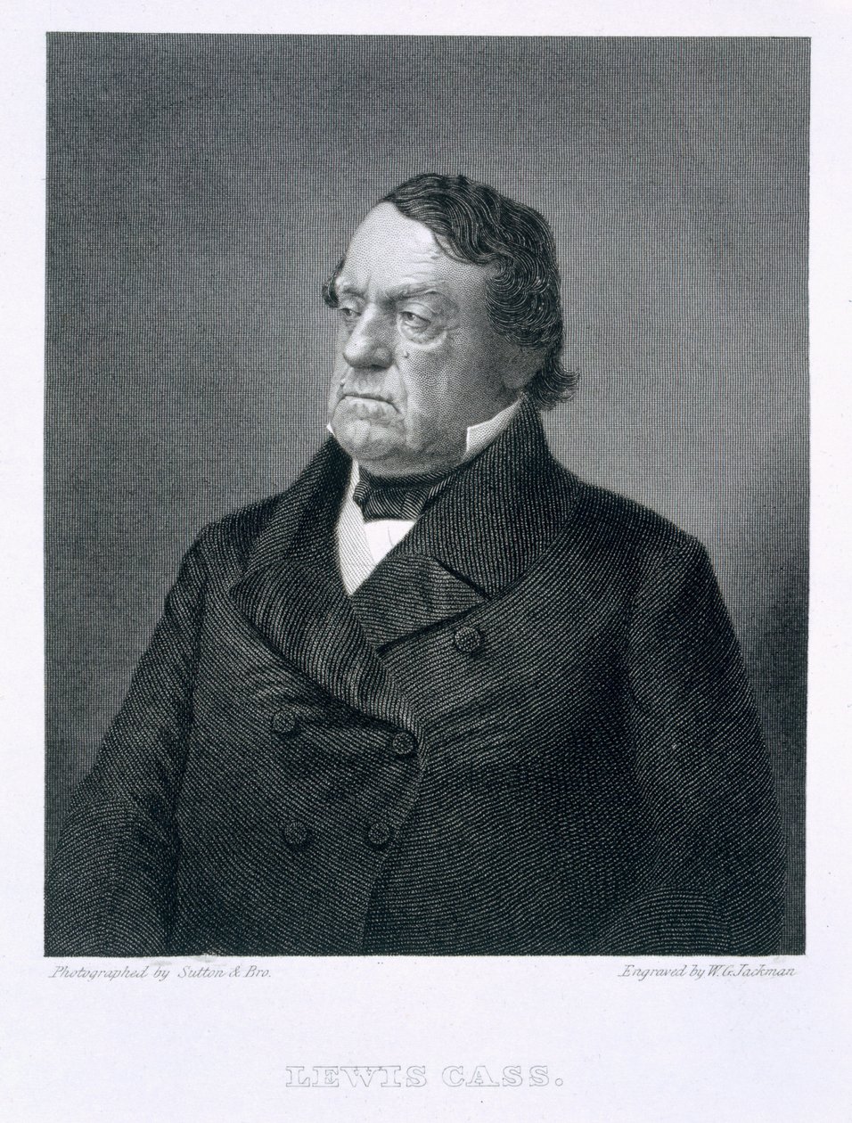 Lewis Cass, graverad av William G. Jackman (fl.c.1841-60) efter ett fotografi av Sutton and Bro.