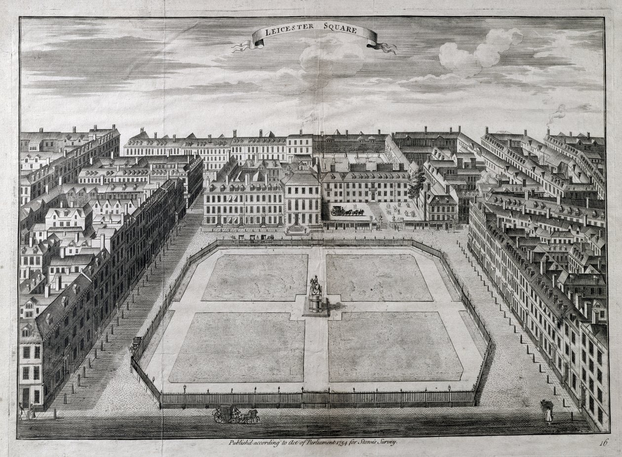 Flygfoto av Leicester Square, 1754 av Sutton Nicholls