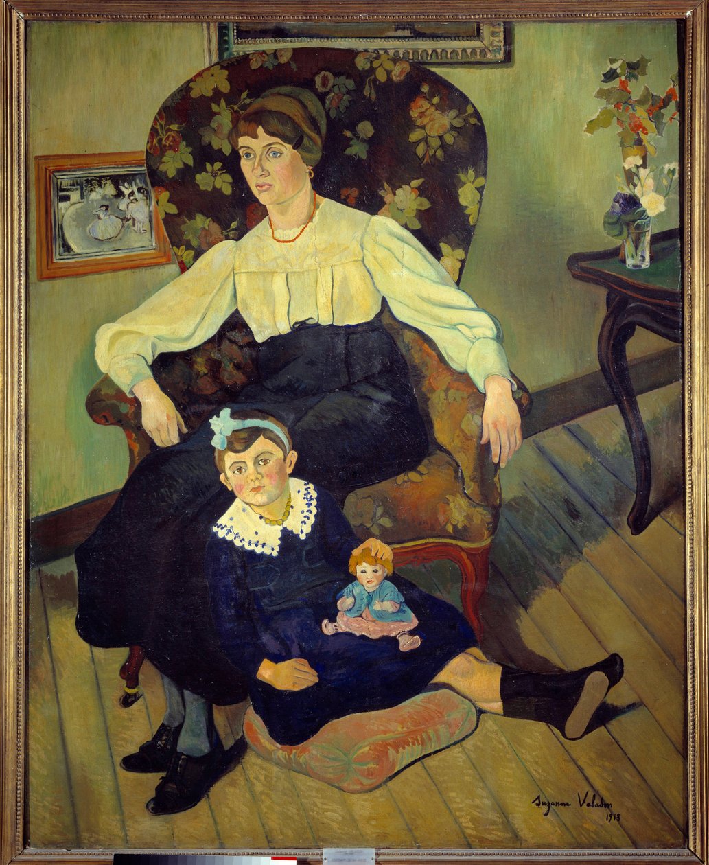 Porträtt av Marie Coca, systerdotter till konstnären och hans dotter Gilberte Målning av Suzanne Valadon av Suzanne Valadon